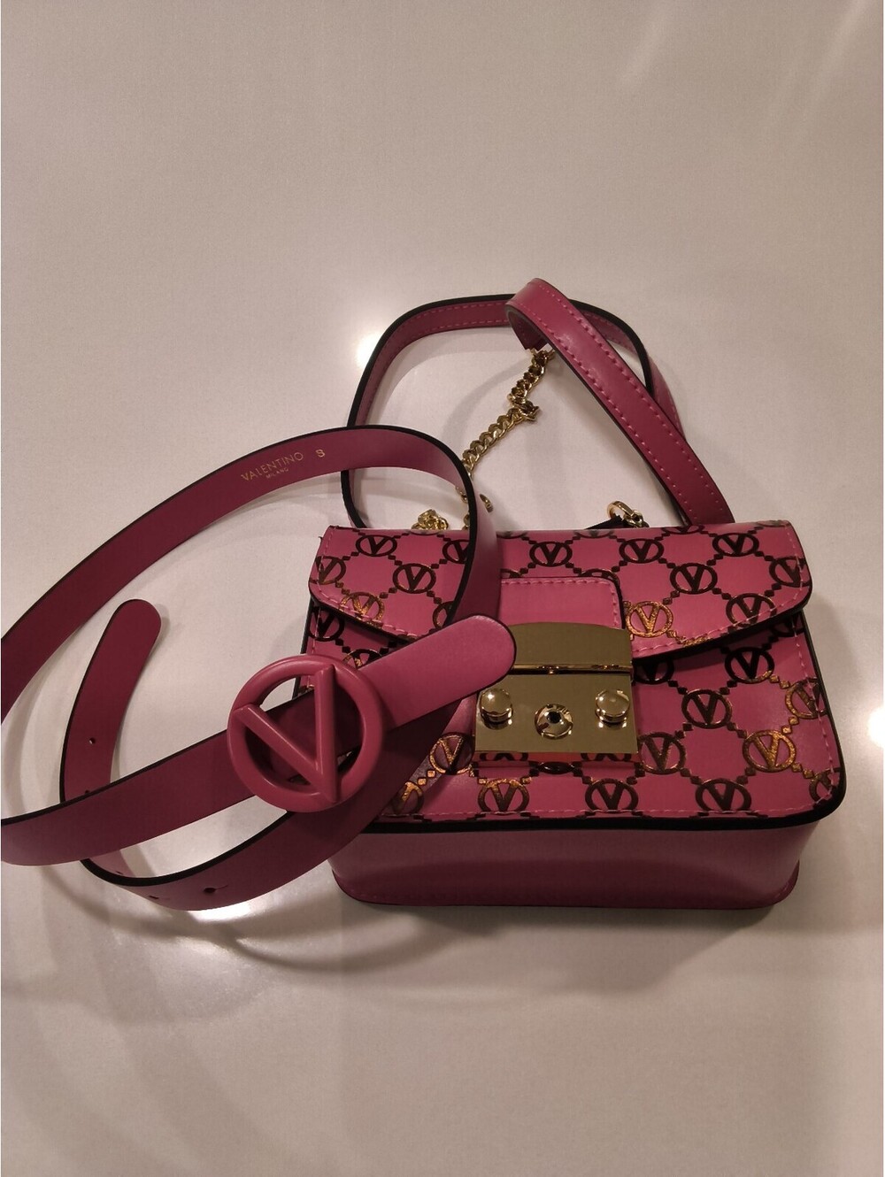 Valentino By Mario Valentino Bijou Monogram Leather Crossbody Bag New - Picture 7 of 8